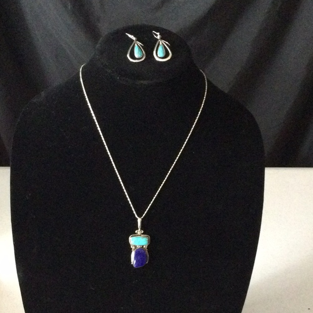 Sterling and Blue Stone Jewelry Set